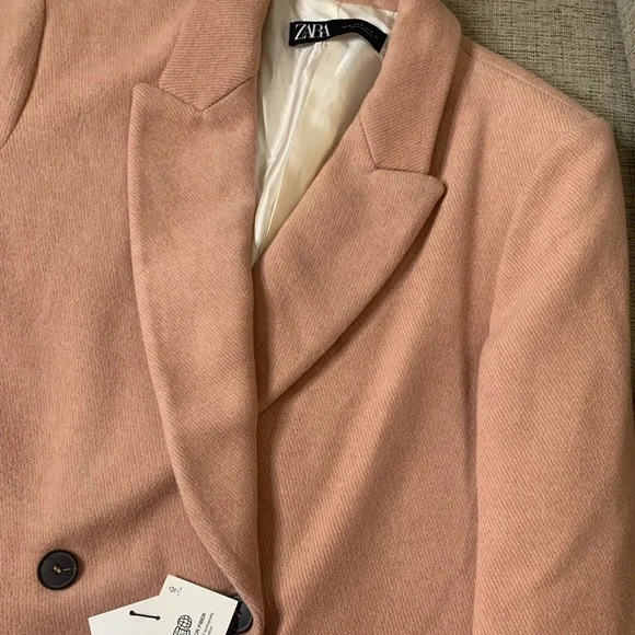 💫HP‼️💫 NWT ZARA Double-Breasted Coat in Pink, Size Medium - Picture 8 of 8